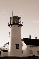 Chatham Lighthouse Tower on Cape Cod - Sepia Tone